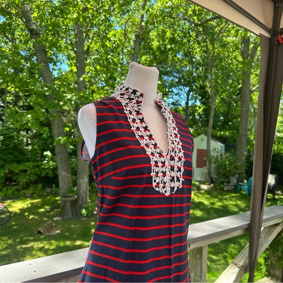 Sail to Sable Star Spangled Shift Dress Size S in Navy/Red Stripe - Picture 5 of 11